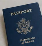 A dark blue passport cover
