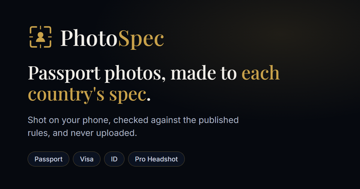 PhotoSpec: Passport & ID Photo - checks your photo against the specific document's published require